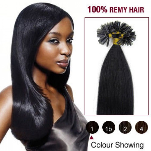 24" Jet Black(#1) 100S Nail Tip Remy Human Hair Extensions