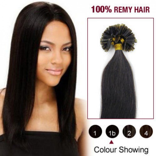 16" Natural Black(#1b) 100S Nail Tip Remy Human Hair Extensions