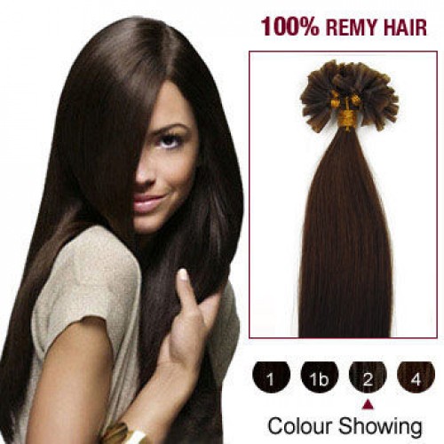 20" Dark Brown(#2) 100S Nail Tip Remy Human Hair Extensions