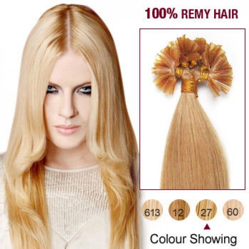 16" Strawberry Blonde(#27)100S Nail Tip Human Remy Human Hair Extensions