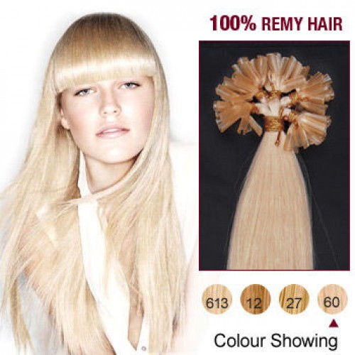 14" White Blonde(#60) 100S Nail Tip Human Hair Extensions