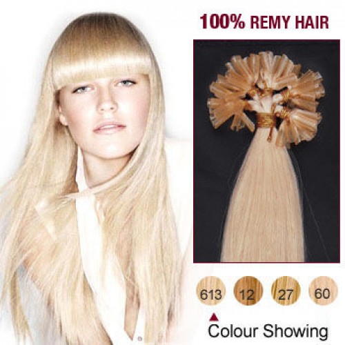 20" Bleach Blonde(#613) 100S Nail Tip Remy Human Hair Extensions