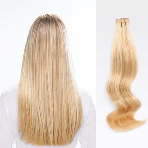 16" Golden Blonde(#16) 20pcs Tape In Human Hair Extensions