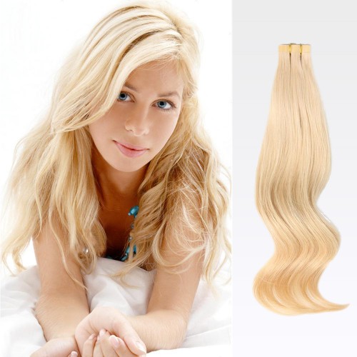 16" Ash Blonde(#24) 20pcs Tape In Human Hair Extensions