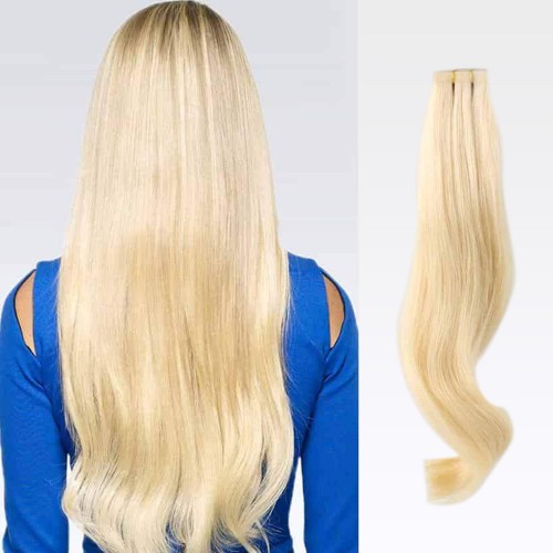 22" Bleach Blonde(#613) 20pcs Tape In Remy Human Hair Extensions
