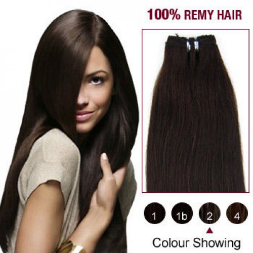 16" Dark Brown(#2) Light Yaki Indian Remy Hair Wefts