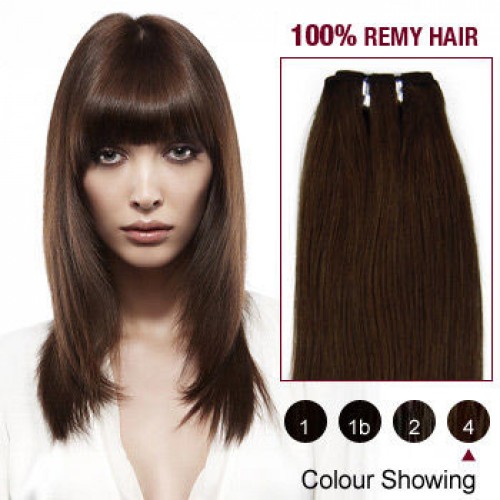 10" Medium Brown(#4) Light Yaki Indian Remy Hair Wefts