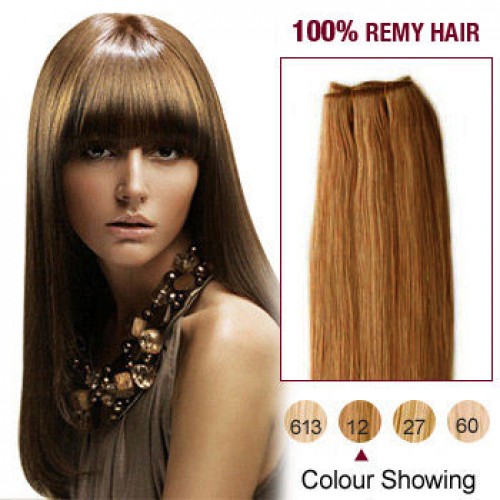 10" Golden Brown(#12) Light Yaki Indian Remy Hair Wefts