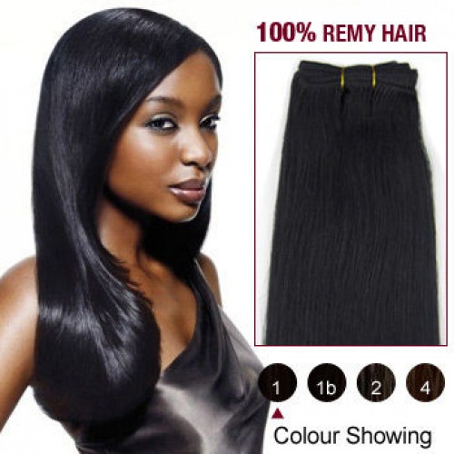 16" Jet Black(#1) Straight Indian Remy Hair Wefts