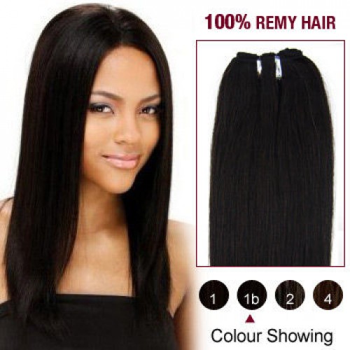 12" Natural Black(#1b) Straight Indian Remy Hair Wefts