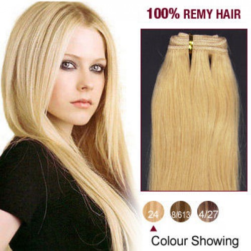 10" Ash Blonde(#24) Straight Indian Remy Hair Wefts