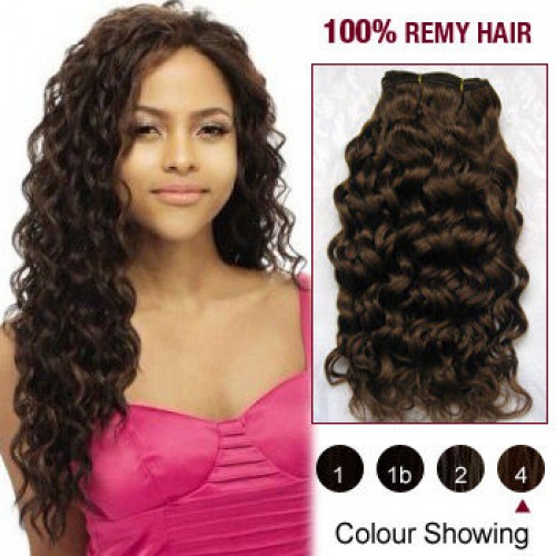 12" Medium Brown(#4) Curly Indian Remy Hair Wefts
