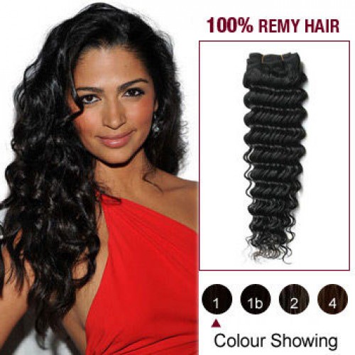 12" Jet Black(#1) Deep Wave Indian Remy Hair Wefts