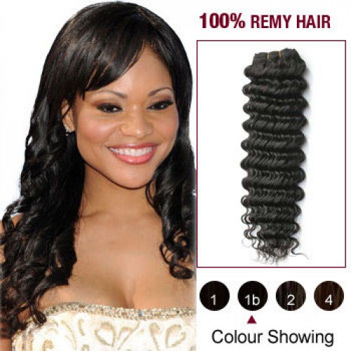 12" Natural Black(#1b) Deep Wave Indian Remy Hair Wefts