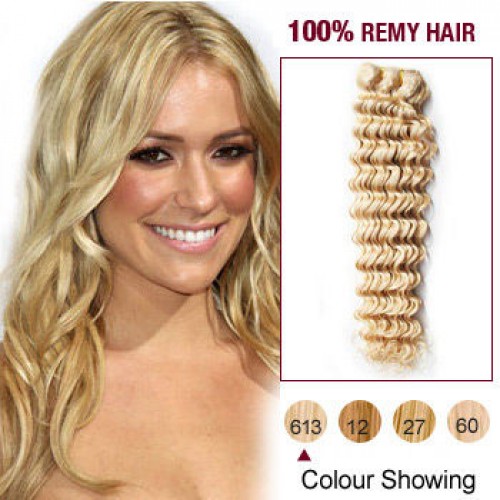10" Bleach Blonde(#613) Deep Wave Indian Remy Hair Wefts