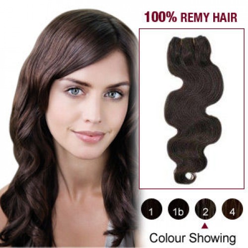 16" Dark Brown(#2) Body Wave Indian Remy Hair Wefts