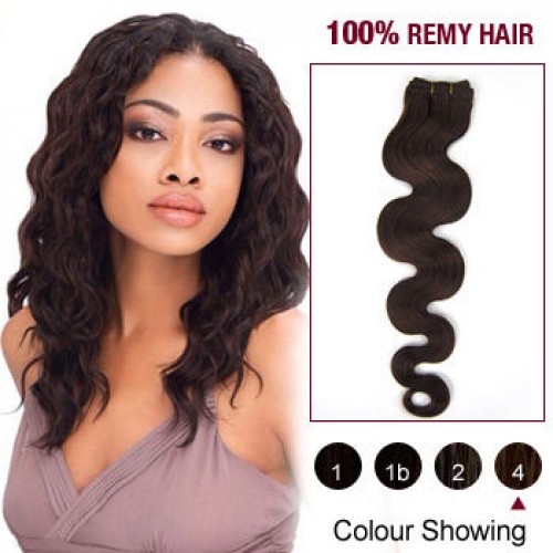 14" Medium Brown(#4) Body Wave Indian Remy Hair Wefts