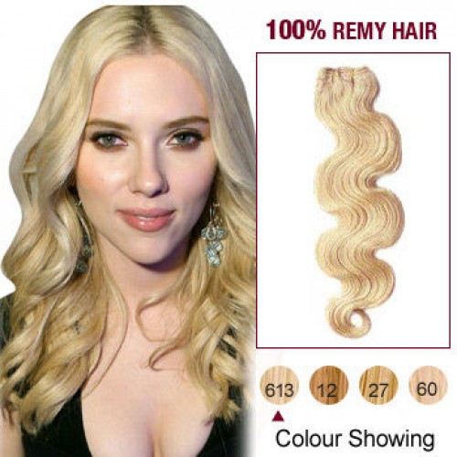 16" Bleach Blonde(#613) Body Wave Indian Remy Hair Wefts