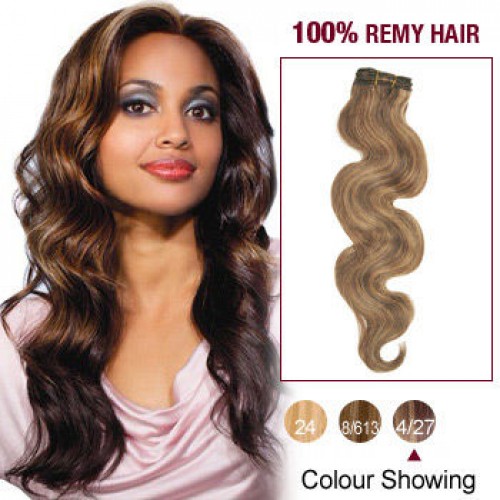 12" Brown/Blonde(#4/27) Body Wave Indian Remy Hair Wefts