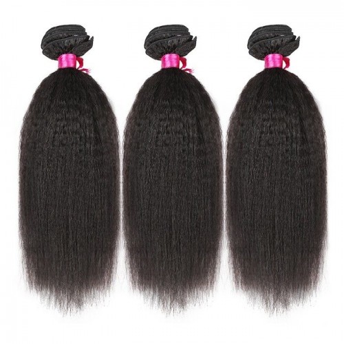 10 Inches*3 Kinky Straight Natural Black Virgin Brazilian Hair
