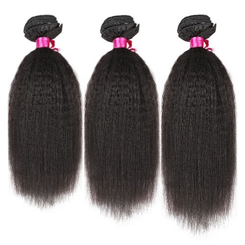 12 Inches*3 Kinky Straight Natural Black Virgin Peruvian Hair