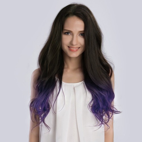 20" Ombre(#1B/Violet) 7pcs Remy Clip In Hair Extensions-KINGHAIR