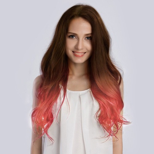 20" Ombre(#4/Pastel) Pink 7pcs Clip In  Remy Human Hair Extensions