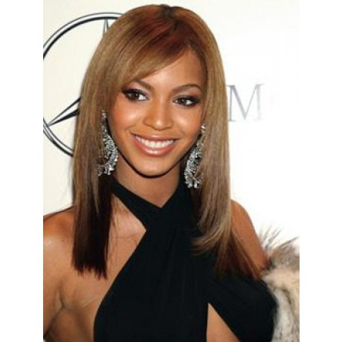 Celebrity Human Hair Full Lace Wig Straight Ash Brown