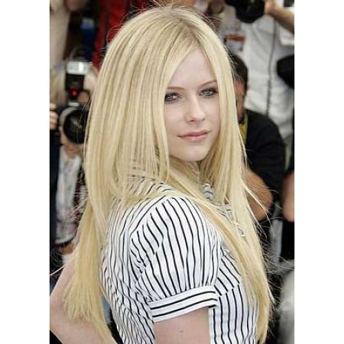 Celebrity Human Hair Full Lace Wig Straight Ash Blonde