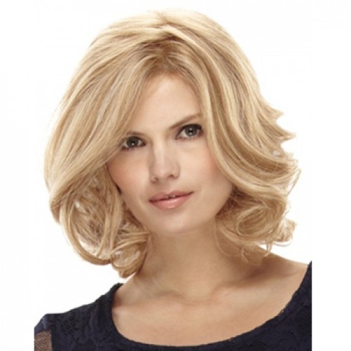 Human Hair Full Lace Wig Wavy White Blonde