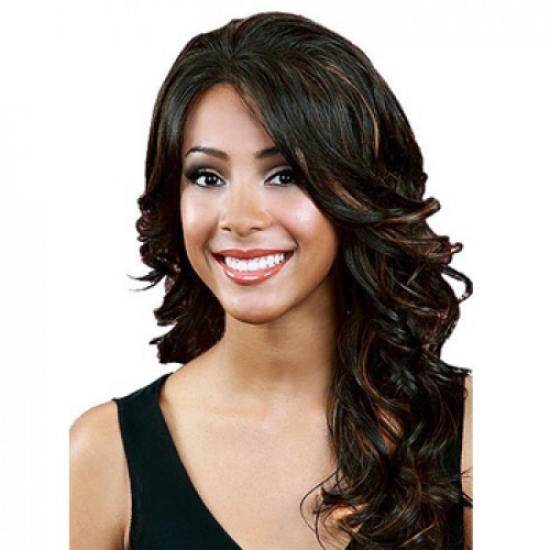 Human Hair Lace Front Wig Wavy Black Highlight