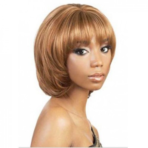 African American Hair Wig Straight Golden Brown
