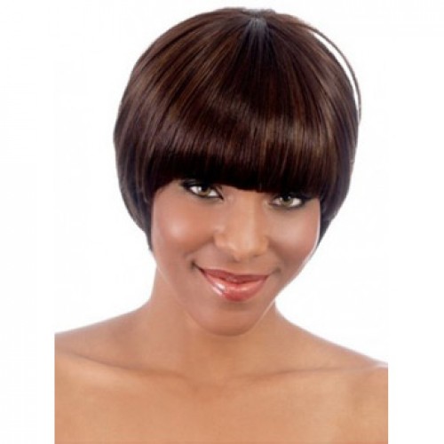 African American Hair Wig Straight Dark Brown
