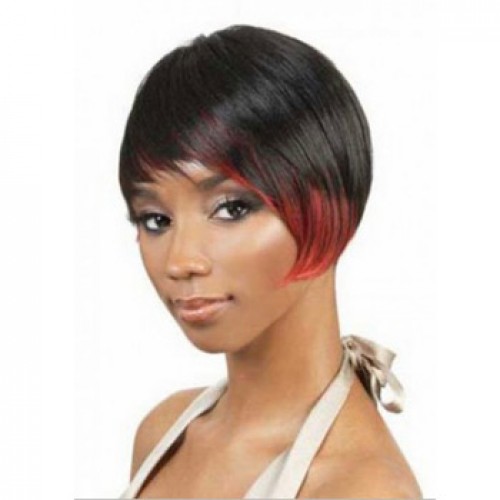African American Hair Wig Straight Jet Black/Red