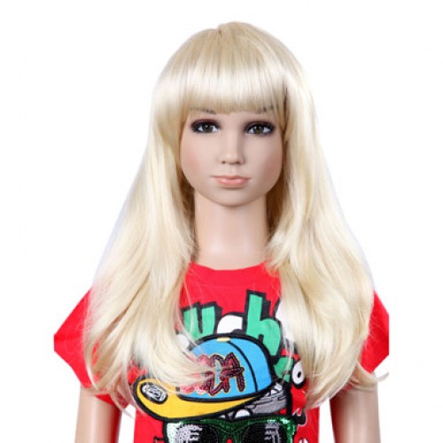 Synthetic Kid's Wig Straight Bleach Blonde