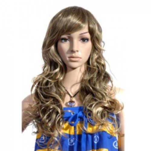 Synthetic Hair Wig Wavy Brown Highlight