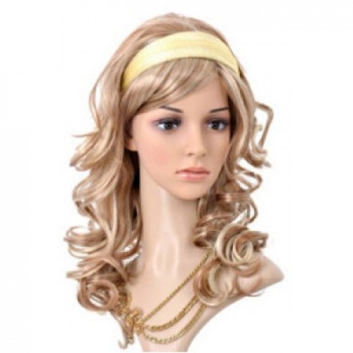 Synthetic Hair Wig Wavy Blonde Highlight