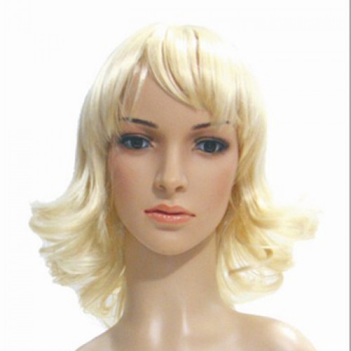 Synthetic Hair Wig Wavy White Blonde