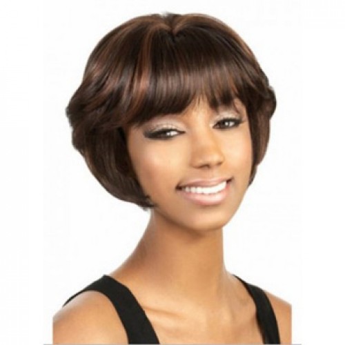 African American Hair Wig Wavy Brown Highlight