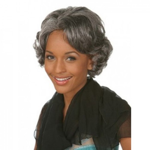 African American Hair Wig Wavy Grey/Black
