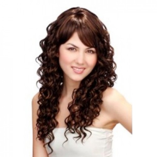 Synthetic Hair Wig Curly Dark Brown