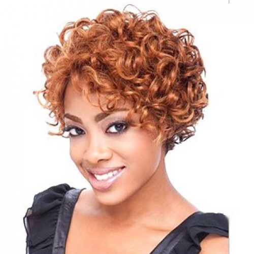 African American Hair Wig Curly Light Auburn