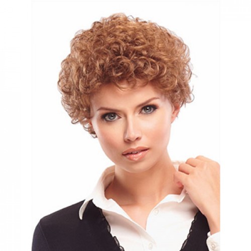 Short curly strawberry blonde wig