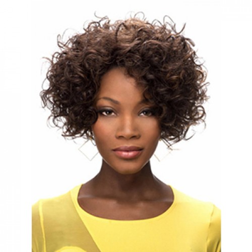 Fashion Fluffy Brown Short Afro Curly Synthetic Wig